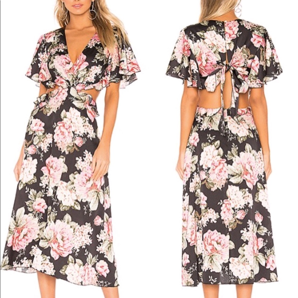 revolve Floral flutter sleeve midi dress